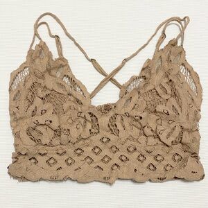 Free People FP One Adella Lace Bralette Nude Tan
